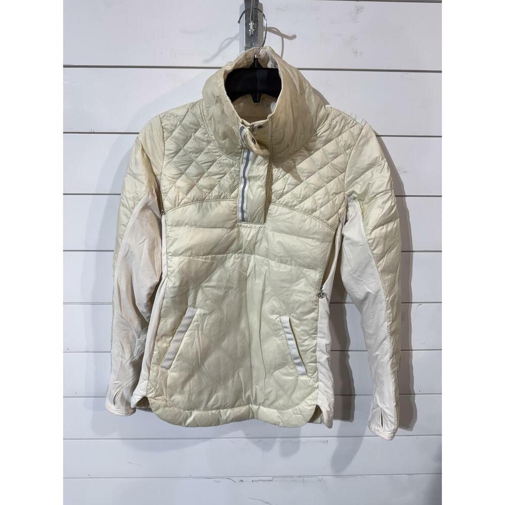 Lululemon Pack It Quilted Down Quarter Zip Pullover Jacket Cream Ivory 4